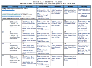 July Event Calendar